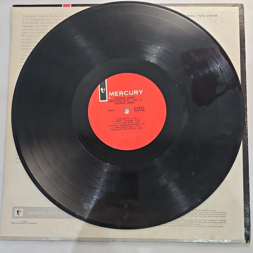 George Jones Greatest Hits 1965 Vinyl LP MERCURY SR61048 / MG 21048 Stereo 1965 - Image 3 of 4