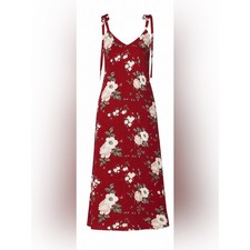 Reformation Jade Midi Dress in Red Justine Floral Size Large Sultry Low Back