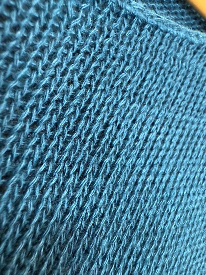 Theory 开放式针织 100% 亚麻上衣衬衫女式小号短袖轻便蓝色 — 第 3/4 张图片