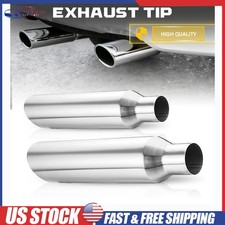 Universal Angle Cut Stainless Steel Exhaust Tips 2.5 18 4 Outlet 2pcs Silver Universal Angle Cut Stainless Steel Exhaust Tips 2.5 18 4 Outlet 2pcs Silver