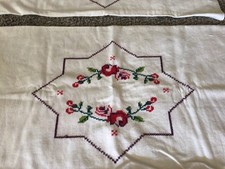 Hand embroidered Pillow cases Sham covers Roses Bohemian Standard Pair