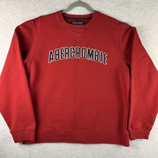 VTG Y2K Abercrombie Fitch Red Crewneck Sweatshirt Size L Arched Spellout Croppy