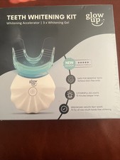 Glow Up Teeth Whitening Kit with UV Light Refillable See Des