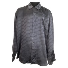 Balenciaga Bb Logo Print Long Sleeve Shirt In Silk Men Black Size 43