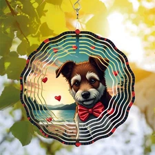 Whimsical Metal Hanging Wind Spinners & Chimes - Heart & Circle Design