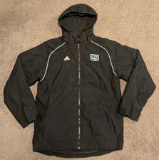 Vintage Y2k Adidas MLS Soccer Black Fleece Lined Hooded Jacket Men's Small