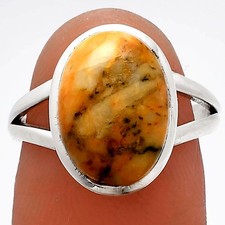 Natural Honey Dendritic Opal 925 Sterling Silver Ring s.7 Jewelry R-1005
