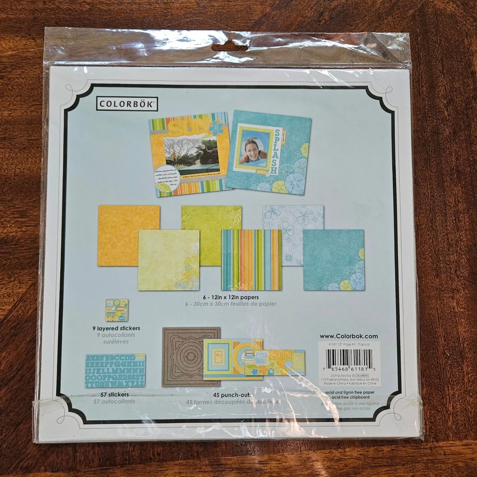 Kit de página Colorbok álbum de recortes adornos playa sol tropical vacaciones artesanía Foto 2 de 2