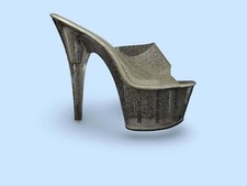 Pleaser Clear Glitter Platform Mules