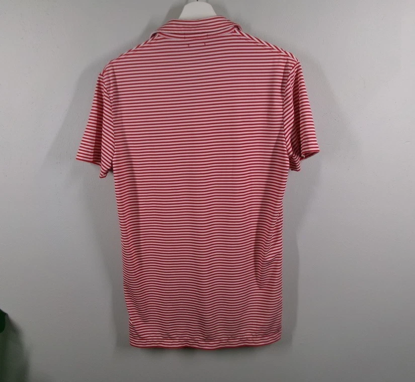 POLO Ralph Lauren Shirt Men SMALL Performance Red White Stripe Short Sleeve Polo - Image 2 of 4