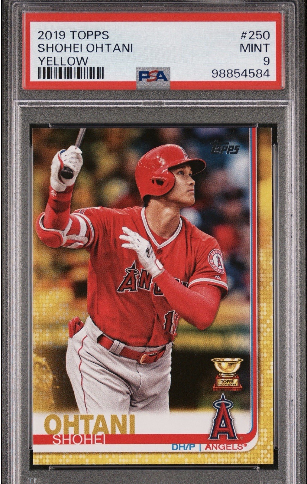 2019 Topps Shohei Ohtani #250 Yellow Swinging Rookie Cup MINT Dodgers MVP PSA 9!