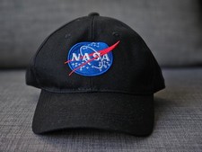 NASA Strapback Hat Black Embroidered Adjustable