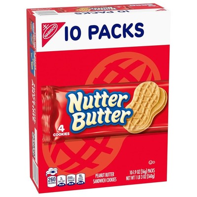 Nutter Butter Erdnussbutter Sandwich Cookies, 56g - 10er Pack (560g)