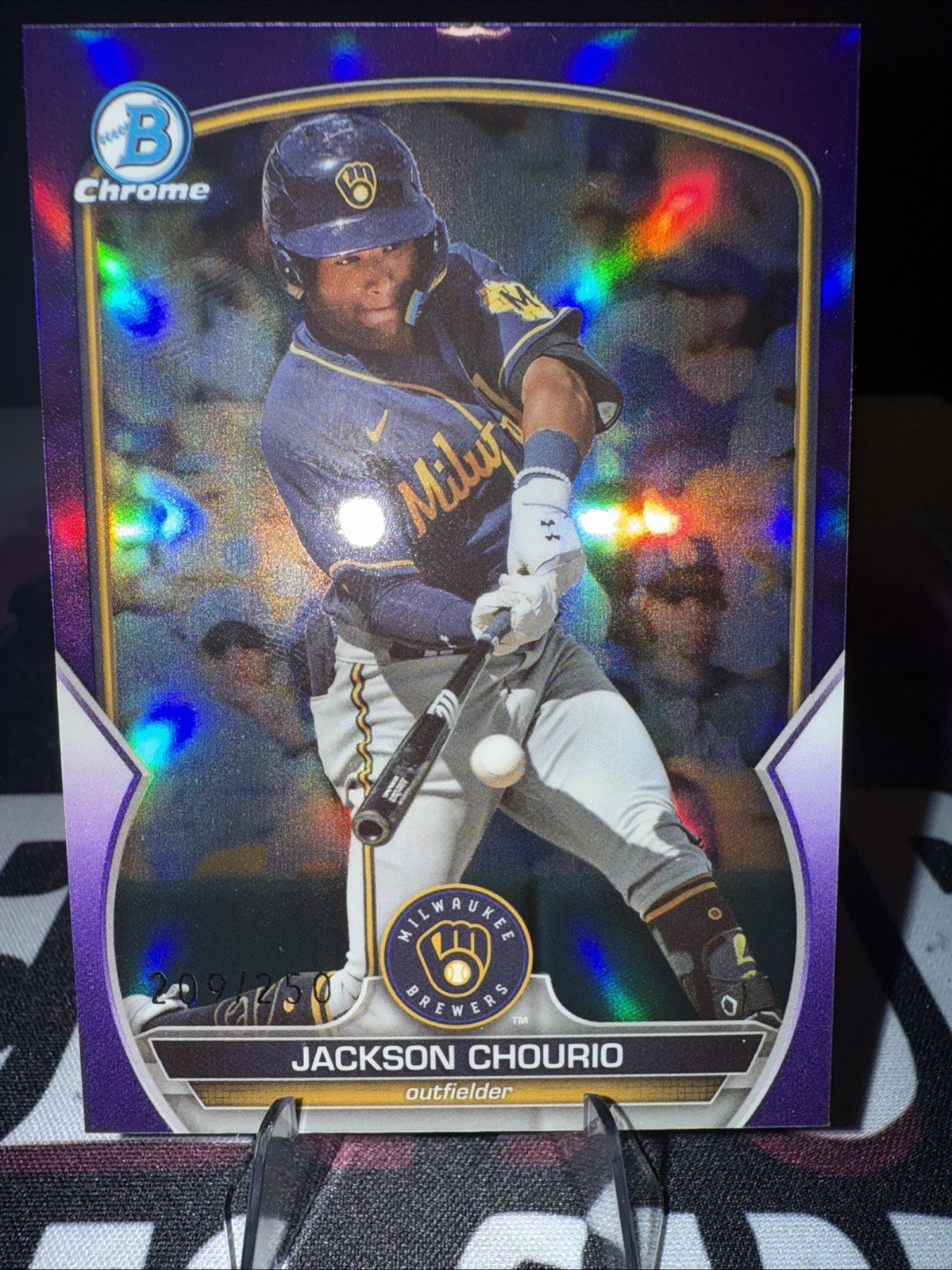 2023 Bowman Draft - Chrome Jackson Chourio #BDC-156 Purple Refractor /250 (RC)