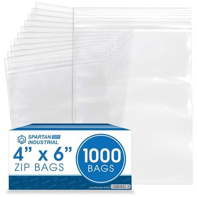 1000 Count 4x6 Zip Plastic Bags - Resealable Clear Poly Bags