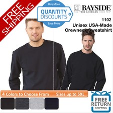 ?? Bayside Men Usa-made Crewneck Sweatshirt Blend Warm Solid Up To 4XL 1102