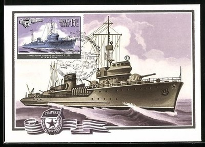 Maximum-AK Sovietisches Militärschiff auf hoher See 