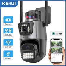 ICSee Dual Lens WiFi IP Camera Wireless Outdoor CCTV PTZ Home Security IR Cam