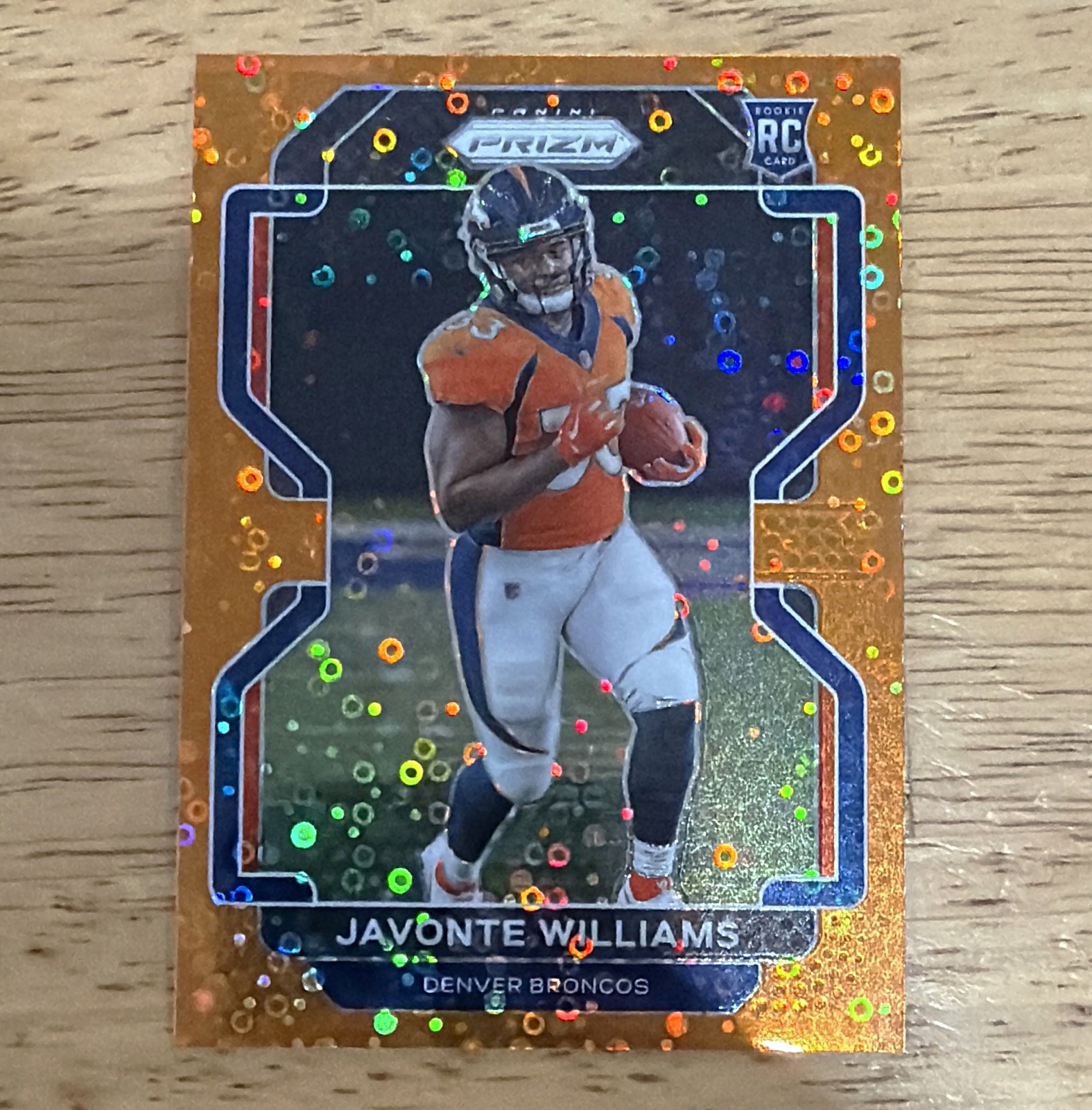 Panini 2021 Prizm Football Orange Disco Prizm Javonte Williams Broncos #345 RC
