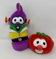 VTG Veggie Tales Larry Boy Cucumber and Bob the Tomato Bean Bag Plush Gund