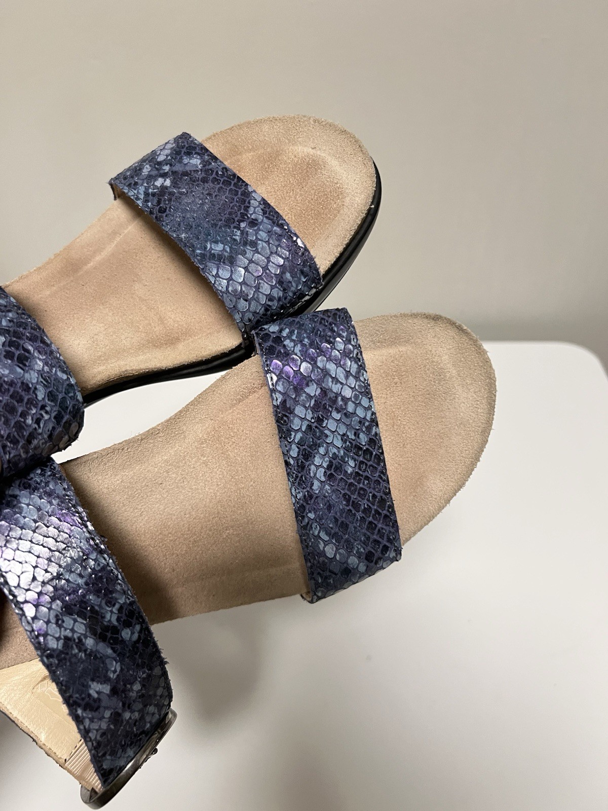 Mephisto Nadia Sandal Blue Leather Python Wedge H… - image 5