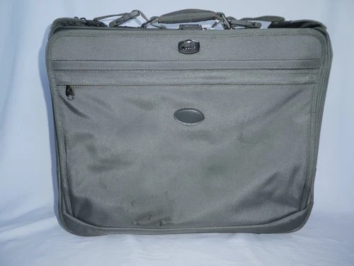 DELSEY Gray Nylon 2-Wheel Garment Luggage Bag ~24" Telescoping Handle Clean Nice