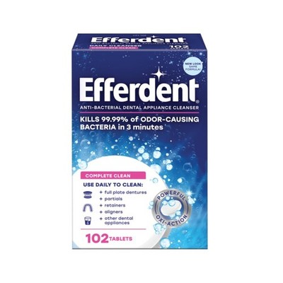 Efferdent Anti-Bacterial Dental Appliance Daily Cleanser, Complete Clean, 102 Ta