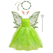 Girls Fairy Dress Mesh Costume Butterfly Wings Princess Sequin Gown Tulle Stage