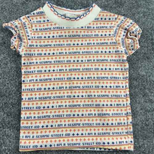 VTG 70s 80s JCPenney ToddleTime Sesame Street Kid Shirt Blue Orange Striped 1T