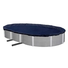 Winter Block Aboveground Pool Winter Cover, Fits 10’ x 15’ Oval, Solid Blue –...