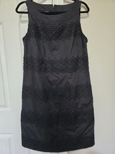 Talbots Black Sleeveless Embroidered Dress Timeless Feminine Classy Modest Sz 8