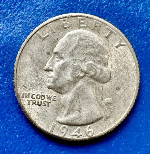 1946-S Washington Quarter. 90% Silver. AU Condition. Charity Auction.