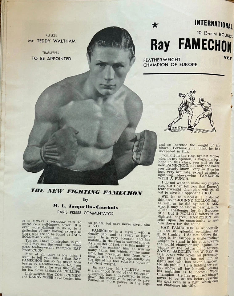 RARE 1949 Tony Janiro Billy Graham Monaghan Famechon Don Cockell Boxing Program - Image 4 of 4