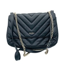 DKNY Shoulder Bag Purse Small Quilted Black Crossbody Purse Gold Chain Wallet