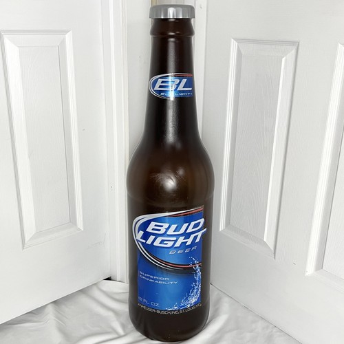 Giant 36" Bud Light Hard Plastic Beer Bottle Budweiser Advertising Man Cave Bar