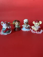 Jasco Christmas Ornaments Set Of 4 . Caring Critter Bells Bisque