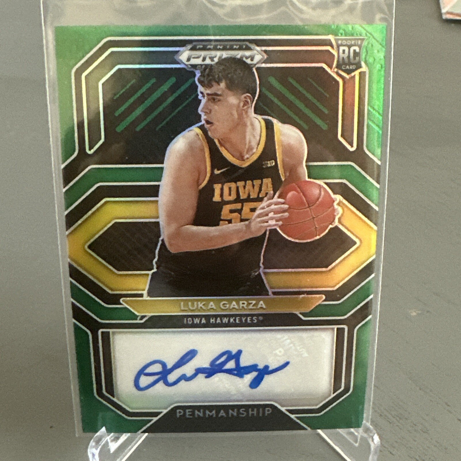 2021 Panini Prizm Draft Picks LUKA GARZA RC College Penmanship Green Auto Rookie