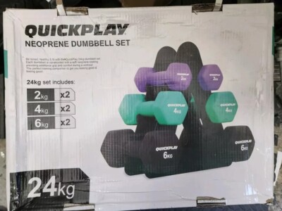 QUICKPLAY NENOPRENE DUMBELL SET 24KG HOME FITNESS