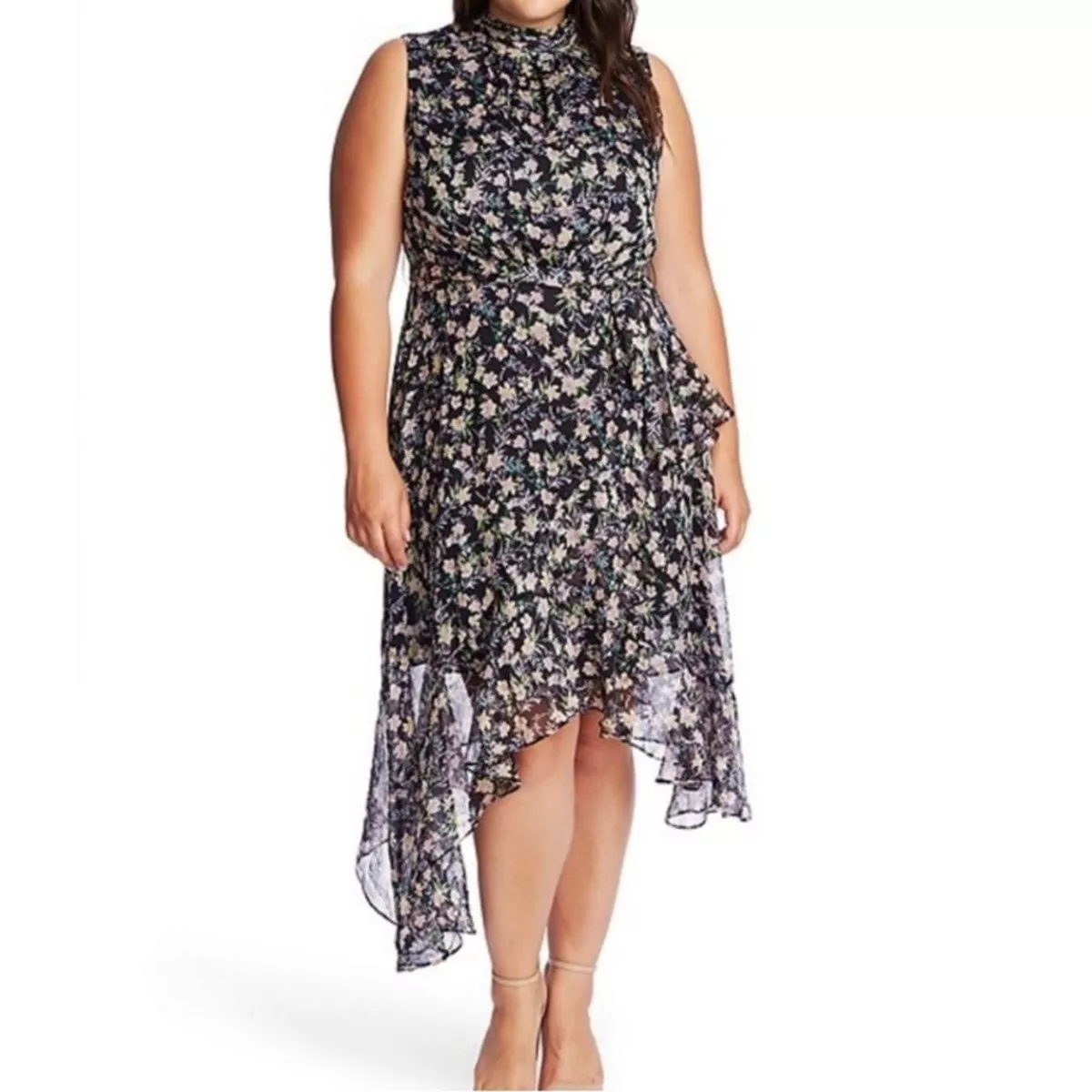 Cece floral print cheap asymmetrical dress