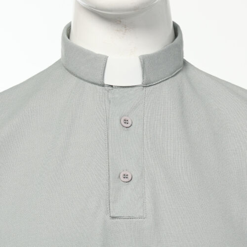 T-Shirt Herren Klerus Poloshirt Priester Vikar Pastor Tops mit Kleriker Tab Kragen - Bild 10 von 38