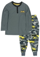 Batman Boys Gray Waffle Fleece Pajamas Shirt Sleep Pants Set X-Small 4-5