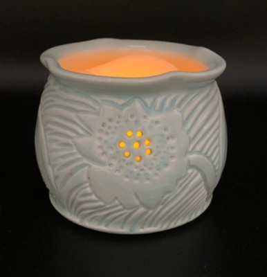 Wald Studio Art Pottery Votive Candle Holder - Signed MD Wald - Ceramic Celedon