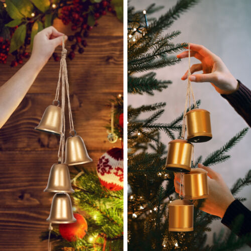 Gold Vintage Cow Bells, Christmas Cow Bells, Rustic Hanging Bells with Ropes - Picture 20 of 23