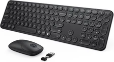 seenda Wireless Keyboard and Mouse, USB & Type C 2-in-1 Receiver, Full Size Blac