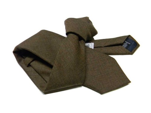 Cravate En Laine Pour Homme Fango Marron À Légère Trame En Écailles Italie Tie S - Picture 5 of 6