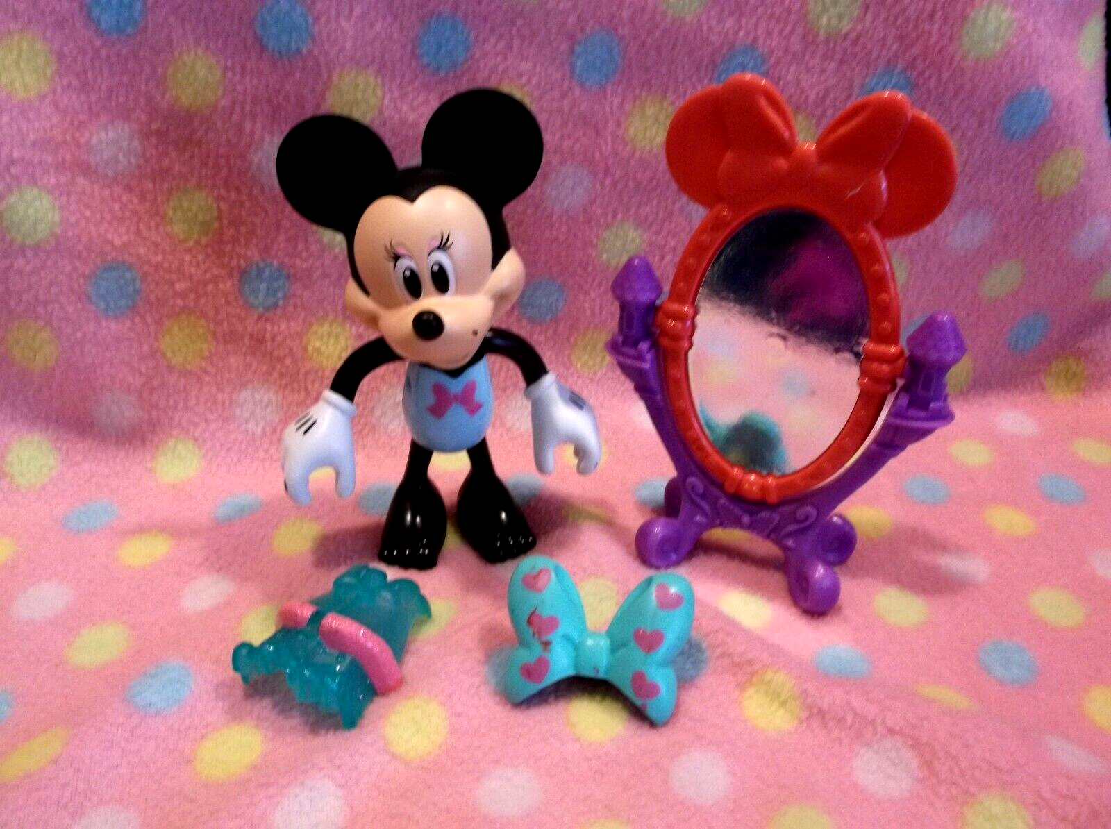 Disney Minnie Mouse Snap on Doll Clothes & Accessory #4 Piece Set Mattel 3+ Cute