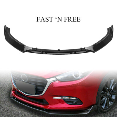 Front Bumper Lip Spoiler for MAZDA 3 Alexa 2014 2015 2016 2017 2018 Gloss Black
