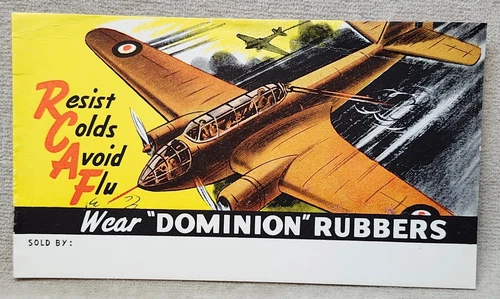 Dominion Rubber. WW2 military bomber. Ink Blotter.
