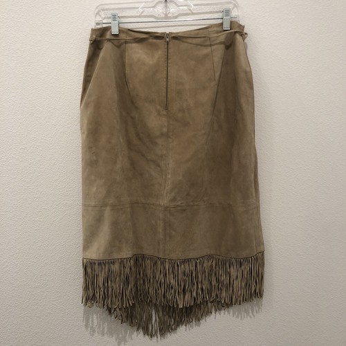 Vintage Cuir Zebra Leather Tan Fringed Maxi Skirt Western Cowgirl Sz 12 Canada - Picture 7 of 10