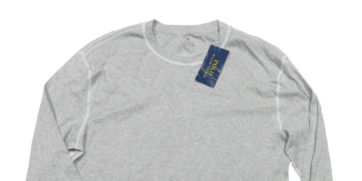 Polo Ralph Lauren Men's Grey Logo Graphic Crew-Neck Waffle Knit